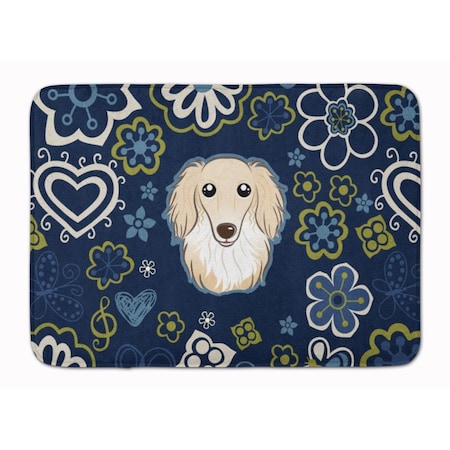 Carolines Treasures Blue Flowers Longhair Creme Dachshund Machine Washable Memory Foam Mat BB5063RUG